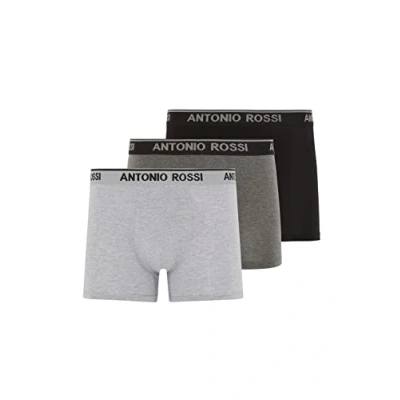 Image of ANTONIO ROSSI (3/6 Pack) Men&#039;s Fitted Boxer Hipsters Mens Boxers Shorts Multipack with Elastic Waistband Cotton Rich, Comfortable Underwear, Black, Grey, Charcoal (3 Pack), XL