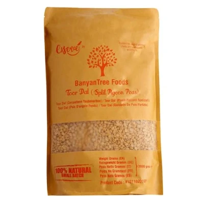 Image of BanyanTree Foods Toor Dal (Pigeon Pea Lentil), 2kg All Natural, Indian Origin Unpolished Vegan Non GMO No Salt or fillers
