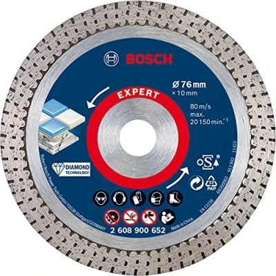 Image of Bosch Professional 1x Expert HardCeramic 76 mm Diamond Cutting Disc (for Hard tiles, stone, Ø mm, Accessories Mini Angle Grinder)