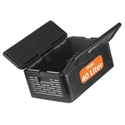 Image of Mahlzeit thermo box foldable 60 x 40 25.5 cm warming black for food polystyrene cool insulated folding