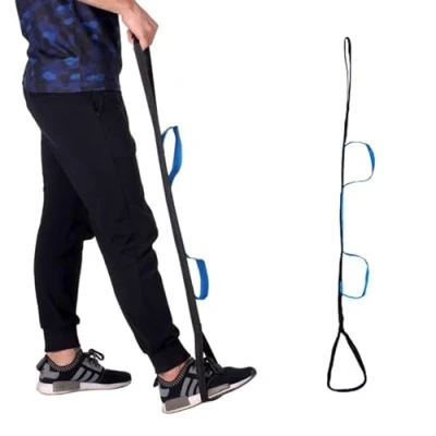 Image of 40&#039; Long Leg Lifter Strap with Handgrips and Feet Loop Rigid Hip&amp;Knee Replacement Surgery Recovery Kit Mobility Aids Foot Easily Get in Out of Bed,Car,Wheelchair for Disables Elderly