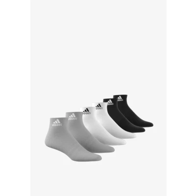 Image of adidas Unisex Thin and Light Sportswear Ankle Socks 6 Pairs, Medium Grey Heather/White/Black, 4.5