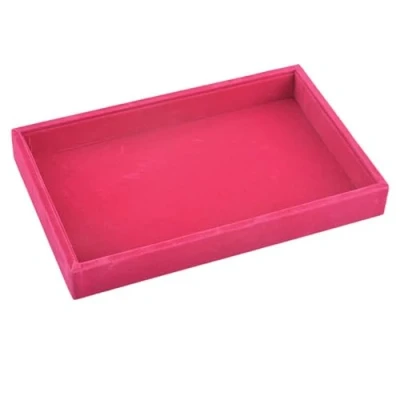Image of Valyria Velvet Empty Ring Earrings Tray Box Showcase Display Jewelry Organizer (Fuchsia)