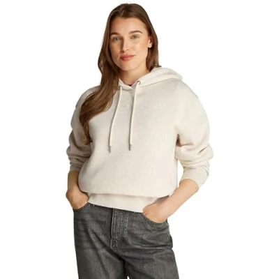 Image of Tommy Hilfiger CORP LOGO Hoodie Sweatshirt, Women&#039;s, Size: 3XL, Oatmilk heather