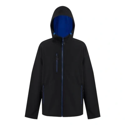 Image of Regatta Professional Navigate 2 Layer Hooded Softshell Jacket Black/New Royal L