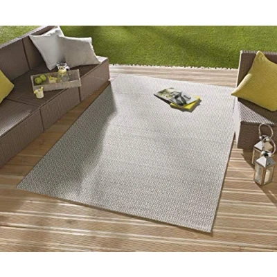 Image of NORTHRUGS Indoor and Outdoor Coin Weatherproof Modern Plain Design Runner for Balcony Patio Garden Conservatory Living Room Rug Waterproof in Grey, Polypropylene, Gray, 140 x 200 cm (Rechteckig)