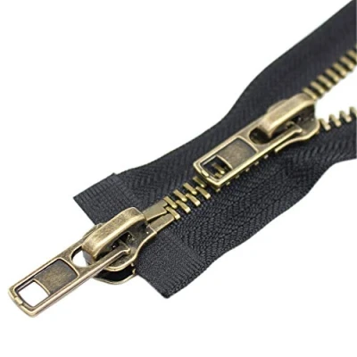 Image of ByaHoGa 65 cm #8 Zips Metal Double Slider Separable Black Zip 2 Way for Jackets (TW Antique Brass)