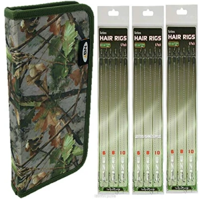 Image of NGT CAMO STIFF RIG WALLET + 18 HAIR RIGS CARP COARSE PIKE FISHING TACKLE