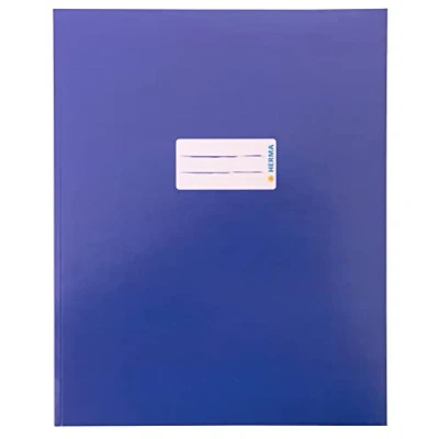 Image of HERMA 20046 Notebook Cover Quart Cardboard Blue, with Labelling Field Made of Sturdy and Extra Strong Paper, for School Notebooks, Coloured