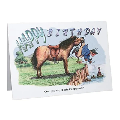 Image of Happy Birthday Horses &amp; Ponies Humour Cartoon A5 Funny Blank Greeting Card by Armand Foster