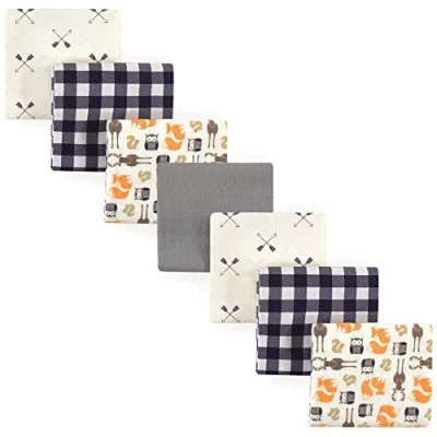 Image of Hudson Baby Unisex Cotton Flannel Receiving Blankets, 7 Pack, Forest, One Size