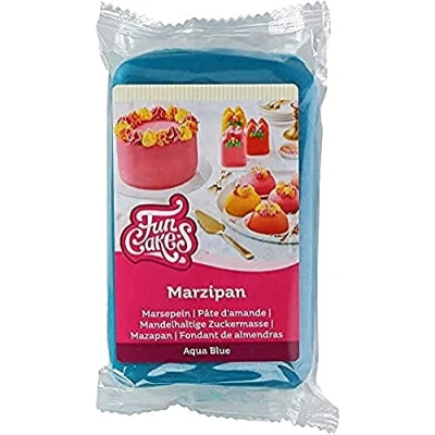Image of FunCakes Marzipan Aqua Blue : Easy to Use, Delicious Taste, Flexible and Smooth, Roll Out, Fine Firm, Perfect for Cake Decorating, Halal, Kosher Gluten Free. 250 g.