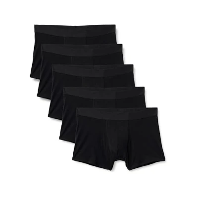 Image of Amazon Essentials Men&#039;s Cotton Jersey 5&quot; (12.7cm) Boxer Brief, Pack of 5, Black, XXL