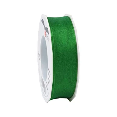 Image of Präsent Four Seasons Organza Wired Edge Ribbon Golf Green 25 mm Width, m Length