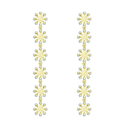 Image of KristLand Flower Dangle Earrings 925 Sterling Silver Ear Pin with Cubic Zirconia Party Birthday Gift for Woman Ladies Girls
