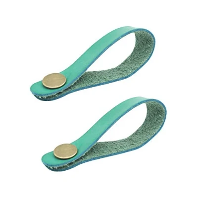 Image of Alnicov Guitar Strap Ukulele Button Synthetic Leather Headstock Adapter for Acoustic 2Pcs (Green)