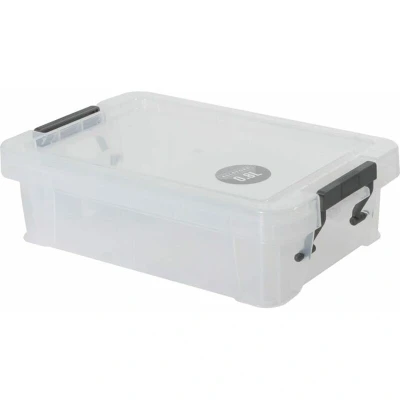 Image of Whitefurze Allstore Container with Silver Clamp, Plastic, Natural, 0.8 Litre