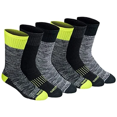 Image of Dickies Men&#039;s Dri tech Moisture Control Crew Socks Multipack, Hi Vis Orange Black (6 Pairs), Shoe Size: 12 15