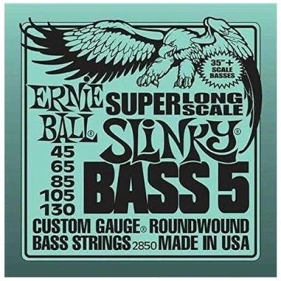 Image of Ernie Ball P02850 Bass 5 Slinky Super Long Scale Electric Strings 45 130 Gauge