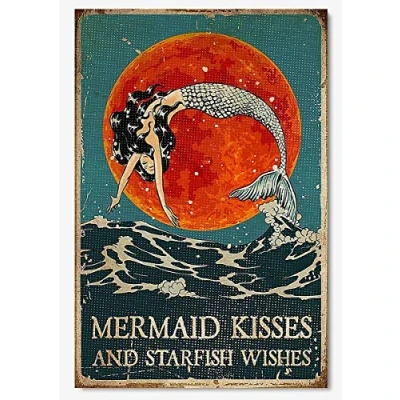 Image of Mermaid Into The Ocean I Go to Lose My Mind and Find Soul Vintage Sea Blue Decor Poster Wall Art Tin Sign Metal 8X12 Inches