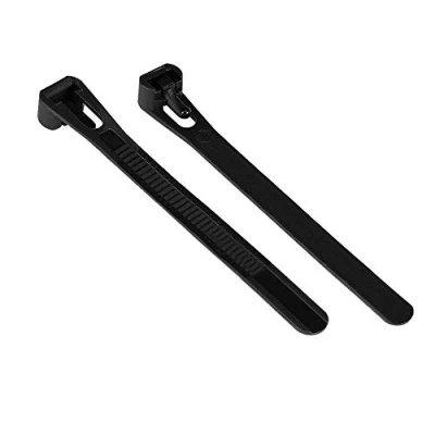 Image of Good Connections® Reusable cable ties, 300 mm x 7.4 mm, set of 100, black, UV resistant, weather for outdoor use, 40 C to +85 C, tensile strength: up 45 kg