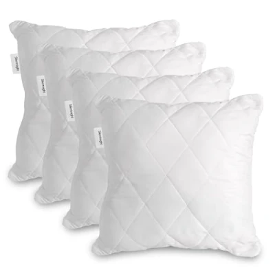 Image of Silentnight Quilted Cushion Inserts Luxurious Cushions Pads with Cover, Bouncy Fibres, Hypoallergenic and Machine Washable 45 x 45cm (18&quot; 18&quot;) 4 Pack