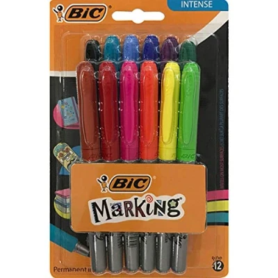 Image of BIC Marking Permanent Markers Assorted Intense and Pastel, Pack of 12