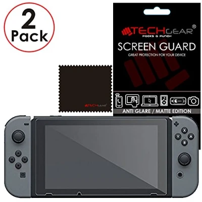 Image of TECHGEAR [2 Pack] Anti Glare Screen Protectors for Nintendo Switch, MATTE LCD Protector Guard Covers with Cleaning Cloth &amp; Applicator Card