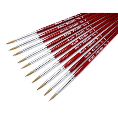 Image of Major Brushes Sable Brush Size 2 Set of 10