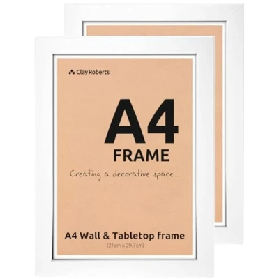 Image of Clay Roberts A4 Frame, Photo White A4, Pack of 2, Picture Certificate Art Print Poster 21cm x 29.7cm Frames, Frame Frames