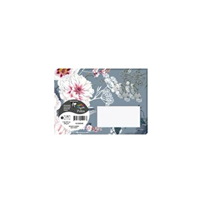 Image of Clairefontaine 55034C Pack of 20 Gummed Printed Envelopes C6 Format 11.4x16.2cm 120g Color Dark Blue Botanic Garden Theme Invitation for Events and Correspondence Pollen Range