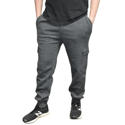 Image of True Face Mens Trouser Fleece Sweatpants Cargo Combat Joggers Multi Pockets Elasticated Ribbed Sports Running Fitness Gym Jogging Bottoms Charcoal XXL