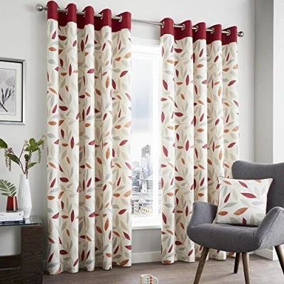 Image of Fusion Beechwood Curtains, 117 x 137cm, Red