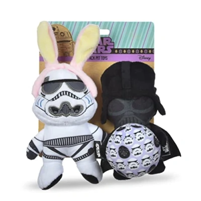 Image of Star Wars 2PC Easter 6&quot; Storm Trooper &amp; Darth Vader Squeaker Pet Toys Set of Two Plush Pair for Dogs Stuffed