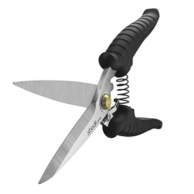 Image of stedi 8 inch Multipurpose Heavy Duty Scissors, Extended &amp; Reinforced Ultra Sharp Blades with Finely Serrated, High Carbon Stainless Steel Shears for Household Pruning, Office, Gardening, Black