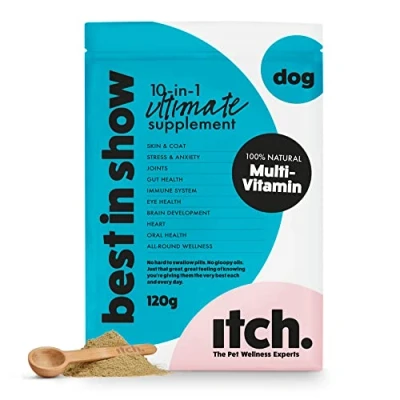 Image of Itch Dog Multivitamin Powder Supplement Best In Show Jumbo Pack (120g) 100% Natural Ingredients Targeting the Top 10 Wellness Areas for All Breeds Refill