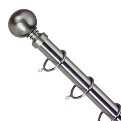 Image of Emma Barclay Lifestyle 25 28mm Telescopic Extendable Metal Ball Curtain Pole Set, Brushed Silver, 180 340 Cm