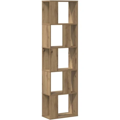 Image of vidaXL Bookcase 5 Tier Artisian Oak 45x23.5x162.5 cm Engineered Wood