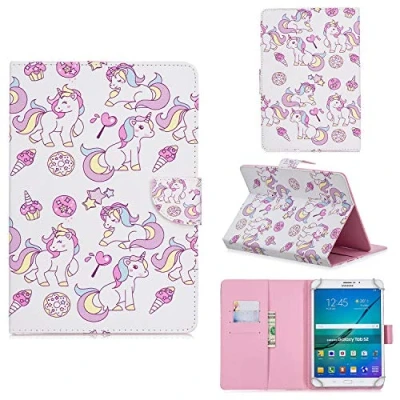 Image of Case for 9 10.1 Inch Tablet, Flip Huawei MediaPad T3 T5/M5 Lite 10, Galaxy Tab A 10.1/Tab E 9.6 Inch, iPad 9.7 2018, ASUS ZenPad Lenovo 4 X304F/Tab X103F, Unicorn