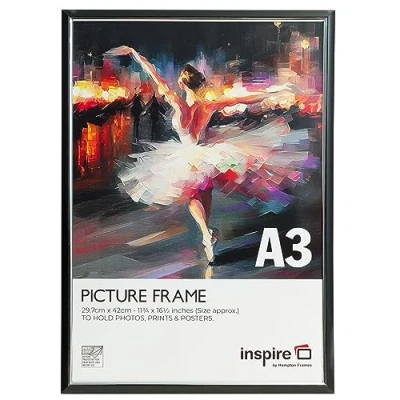 Image of Inspire By Hampton EASYLOADER A3 (30x42cm) Black Picture Poster Frame Plexi (Non Glass) 1 Pack IBH EASA3BKP PK1