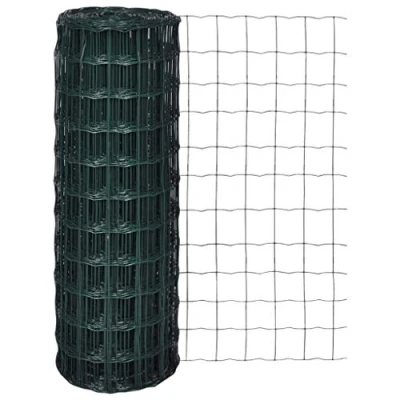 Image of &#039;vidaXL Euro Fence, Green PVC Coated Steel Wire, Ideal for Garden, Farm, or Poultry Protection, Size: 25m x 1m, Wire Dia: 1.8/2.2mm