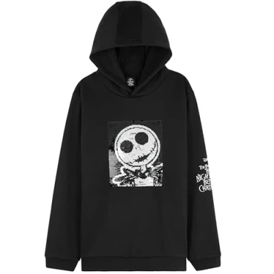 Image of Disney Stitch Hoodie for Girls Teens Reversible Sequin Design Soft Hooded Sweatshirt Kids Boys Fashion Jumper Pullover Gifts (Black Jack, 13 14 Years)