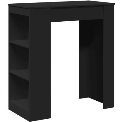 Image of vidaXL Bar Table with Racks Black Engineered Wood Kitchen Bistro 95 x 47 103.5 cm Modern
