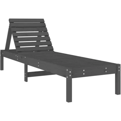 Image of vidaXL Sun Lounger Grey 199.5x60x74 cm Solid Wood Pine