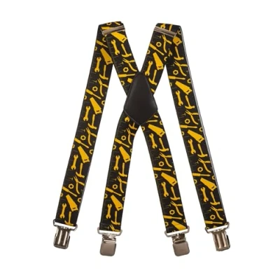 Image of Olata Heavy Duty Tool Pattern Braces/Suspenders (Black) 5cm. X Shape