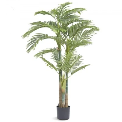 Image of VEVOR Artificial Gold Cane Palm Tree, 2m Tall Faux Plant, PE Material &amp; Anti Tip Tilt Protection Low Maintenance Lifelike Green Fake Tree for Home Office Warehouse Decor Indoor Outdoor