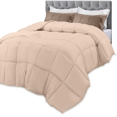 Image of Utopia Bedding All Season 250 GSM Comforter Plush Siliconized Fiberfill Comforters Box Stitched (Beige, Queen)