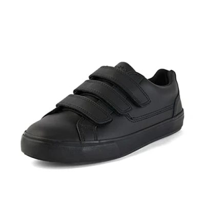 Image of Kickers Unisex Tovni Triple Strap Shoes, Vegan Black, 4 UK