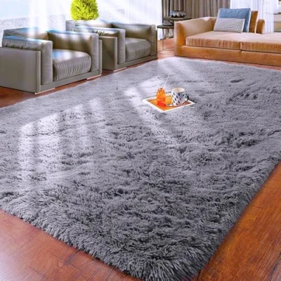 Image of Aspire Homeware Rugs Living Room 120 x 170 Grey Fluffy Area for Bedroom Super Soft Large Modern Shaggy Rug Non Slip Thick Pile