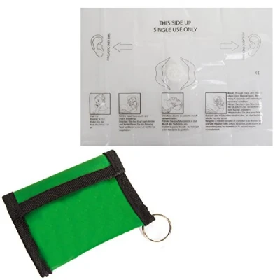 Image of 2X CPR Resuscitator Masks Pouch Fits On Keyrings &amp; Chains Mouth to First Aid Face Shields
